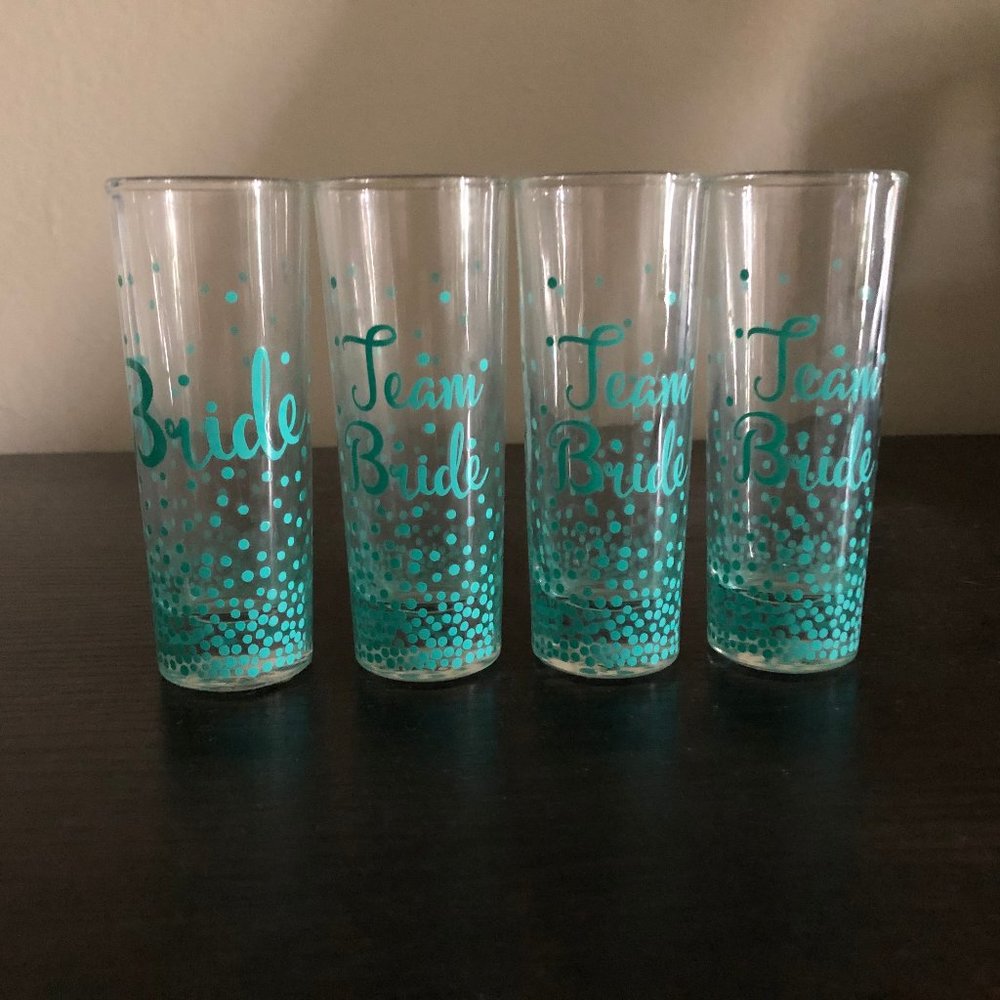 "Team Bride" Green Shot Glasses